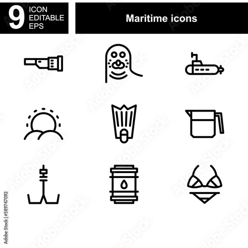 maritime icon or logo isolated sign symbol vector illustration - Collection of high quality black style vector icons 
