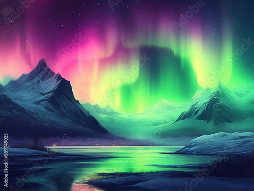 Northern lights landscape © Olga