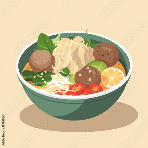 bowl of bakso or meatball