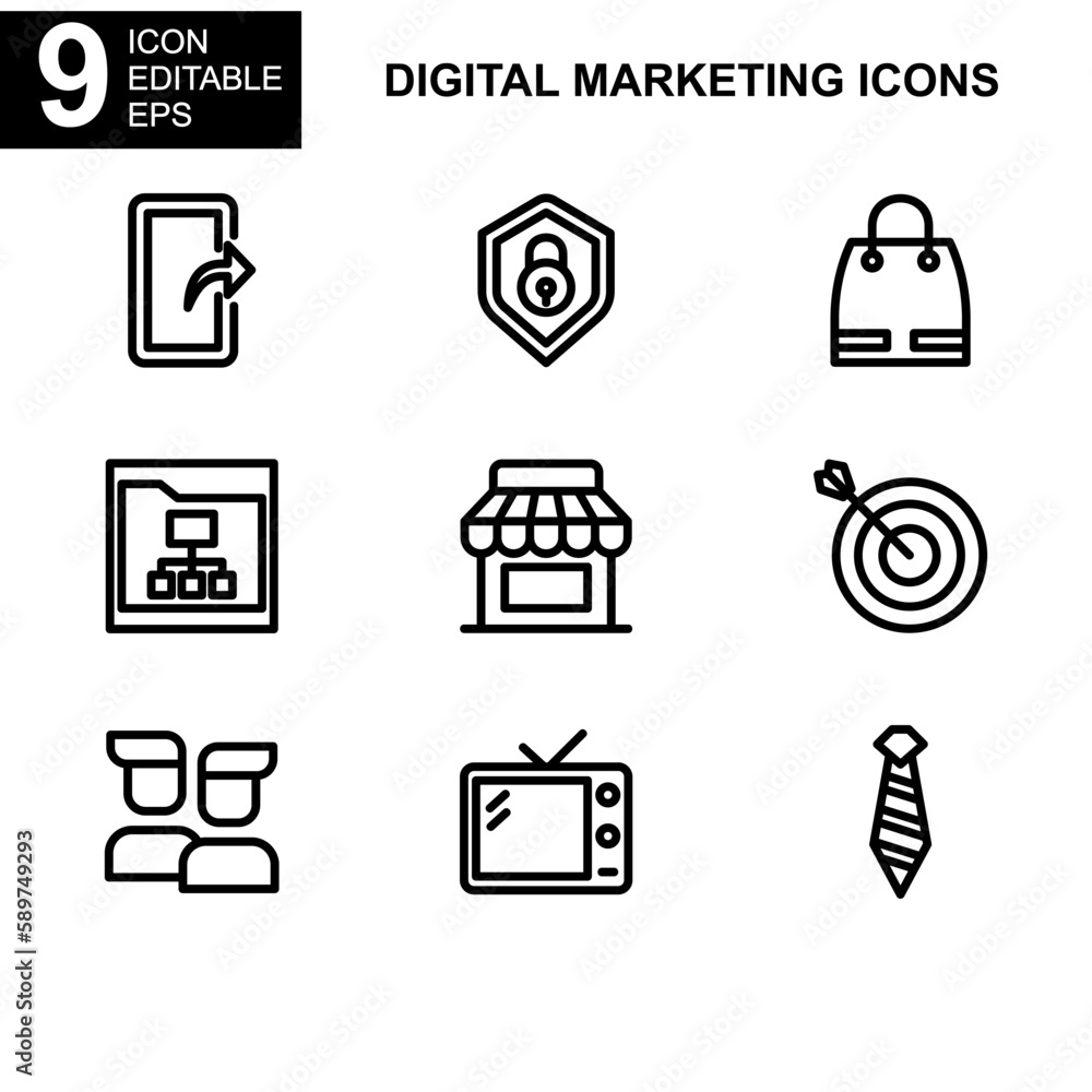 Fototapeta premium digital marketing icon or logo isolated sign symbol vector illustration - Collection of high quality black style vector icons 