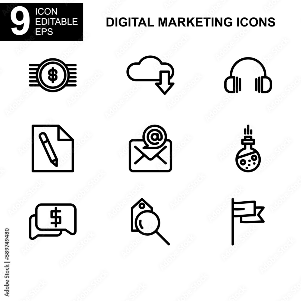 Fototapeta premium digital marketing icon or logo isolated sign symbol vector illustration - Collection of high quality black style vector icons 