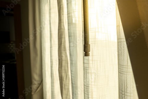 curtain background, curtain with sunlight background, defocus on the curtain on the window