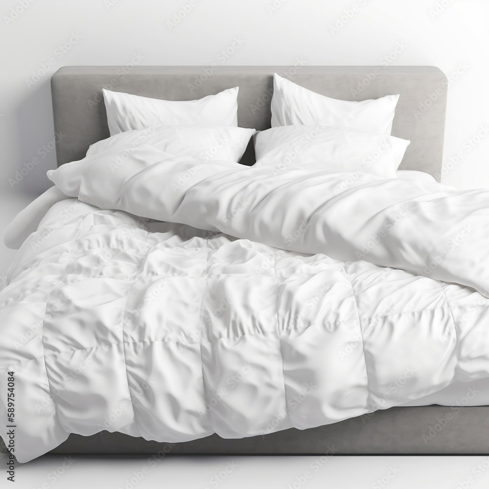 white bed with pillows