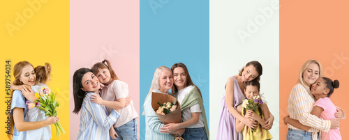 Collage with happy mothers ...