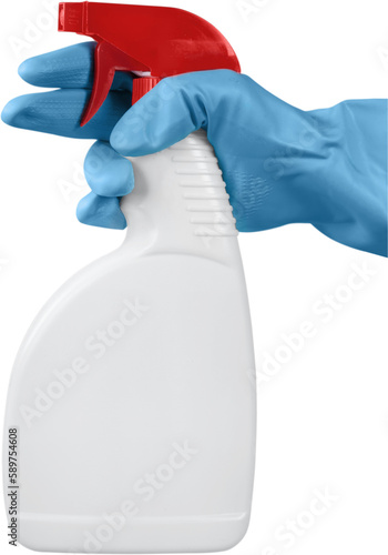 Wallpaper Mural Hand in rubber glove holding spray bottle over white background Torontodigital.ca