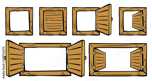 simple vector black brown gray hand Draw sketch Window set 6