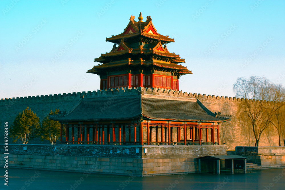 Fototapeta premium Forbidden City of Beijing, capital city of China. Historic temple in Asian country. Historical and traditional Asian architecture.