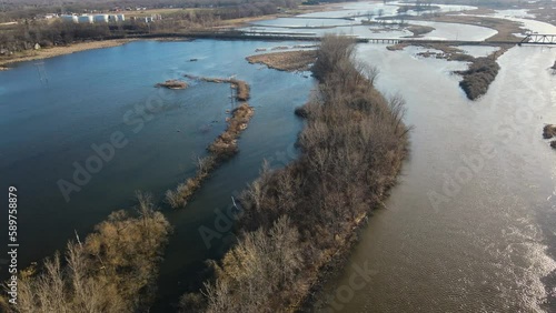 Small islands clustering in the North branch of the Muskegon River. photo