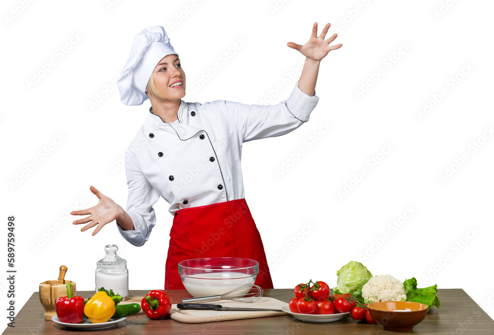 Young beautiful woman Cooking in kitchen Young beautiful woman Cooking in kitchen