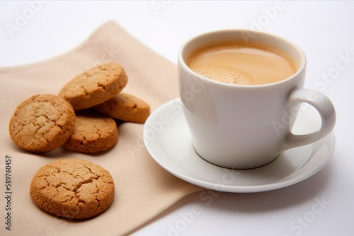 latte and freshly baked cookies, cup of coffee and cookies