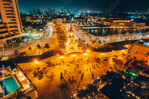 Paisaje urbano de la ciudad de Cartagena (Colombia), incluyendo sus playas, fuertes, murallas, centro histórico, mar. photo