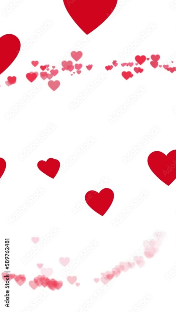 Animation of red hearts floating over white background Animation of red hearts floating over white background