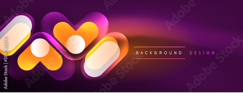 Neon circle abstract background. Template for wallpaper, banner, presentation, background