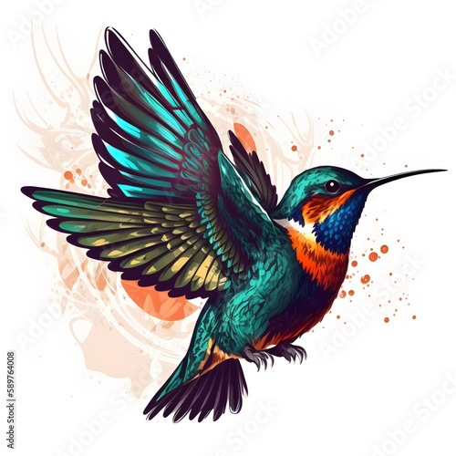 hummingbird and flower ai generrate 