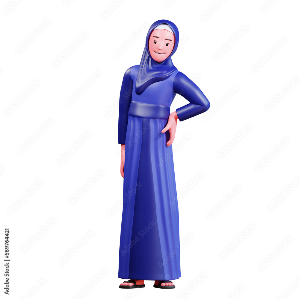 3D Character Muslim Female with blue clothes 3D Character Muslim Female with blue clothes