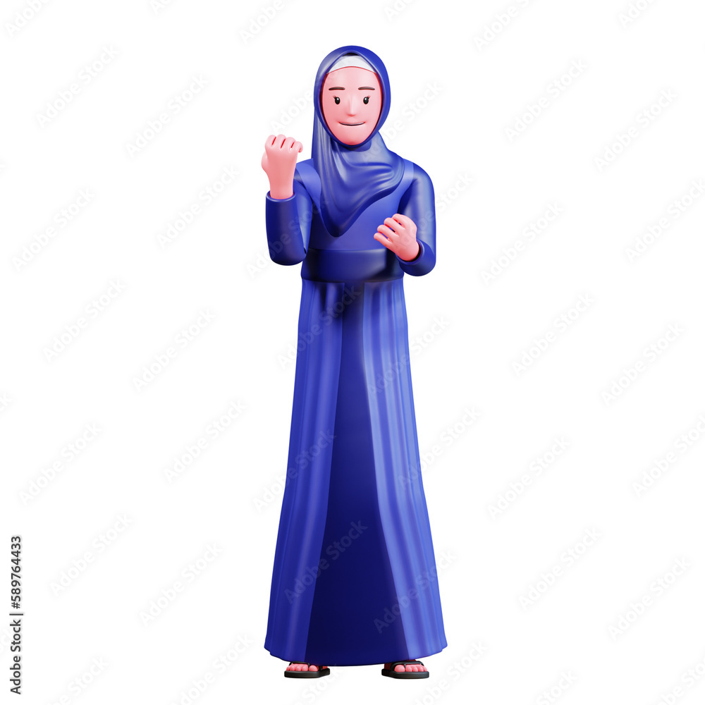 3D Character Muslim Female with blue clothes 3D Character Muslim Female with blue clothes