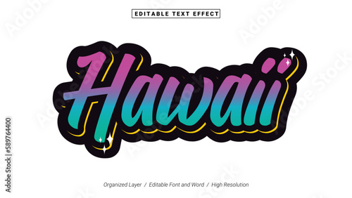 Editable Hawaii Font Design. Alphabet Typography Template Text Effect. Lettering Vector Illustration for Product Brand and Business Logo. 