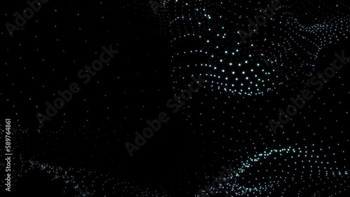 Explosion of glowing particles. Light wave floating abstract particles