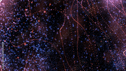 Explosion of glowing particles. Light wave floating abstract particles