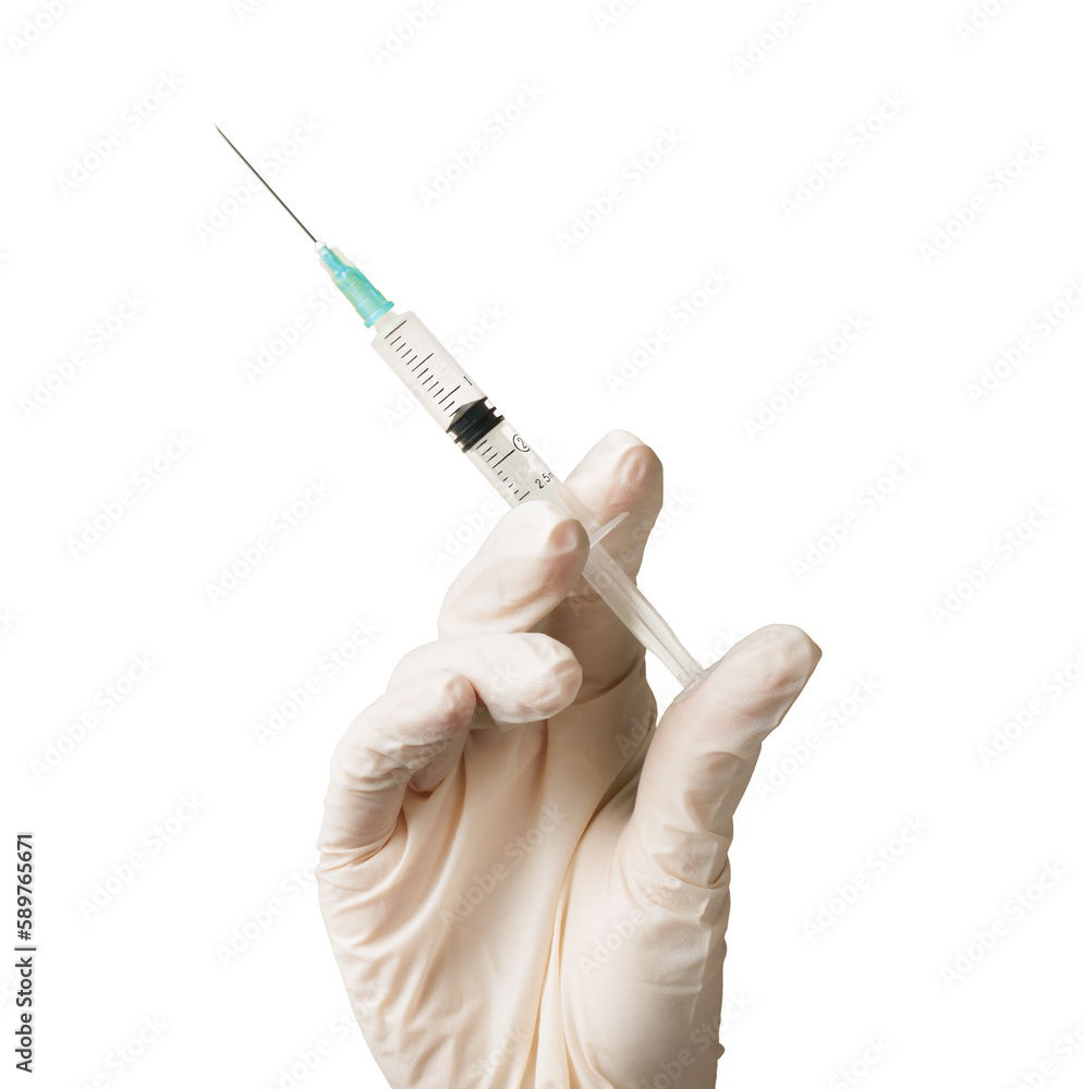 Hand in a Glove Holding Syringe Hand in a Glove Holding Syringe