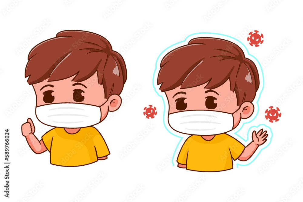 cute character design using a mask. suitable for stickers and children's books cute character design using a mask. suitable for stickers and children's books