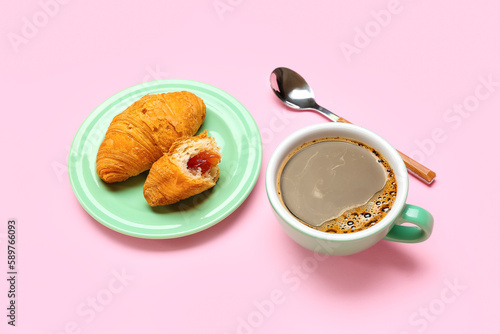 Freshly baked croissant wit...
