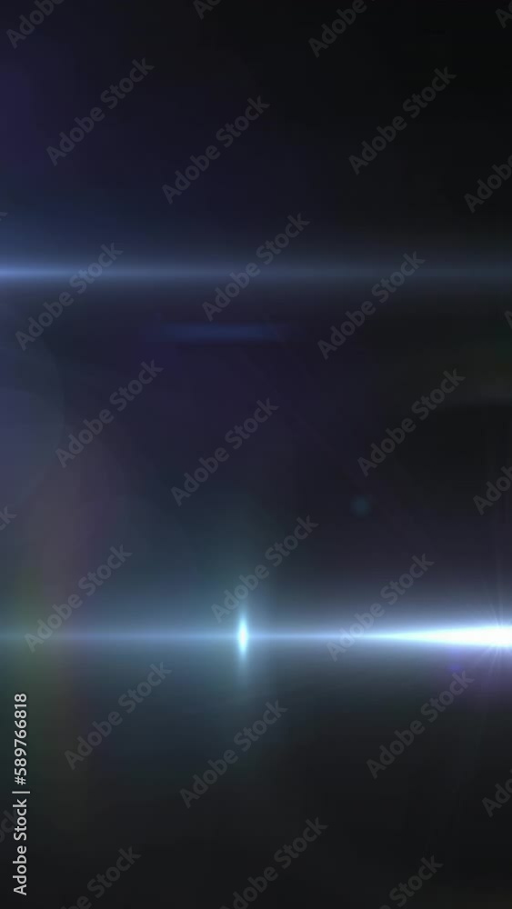 Animation of spotlight with lens flare and light beams moving over dark background Animation of spotlight with lens flare and light beams moving over dark background