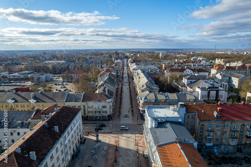 Aerial beautiful spring day view of Šiauliai (Siauliai), Lithuania