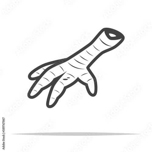 Raw chicken feet outline icon vector isolated