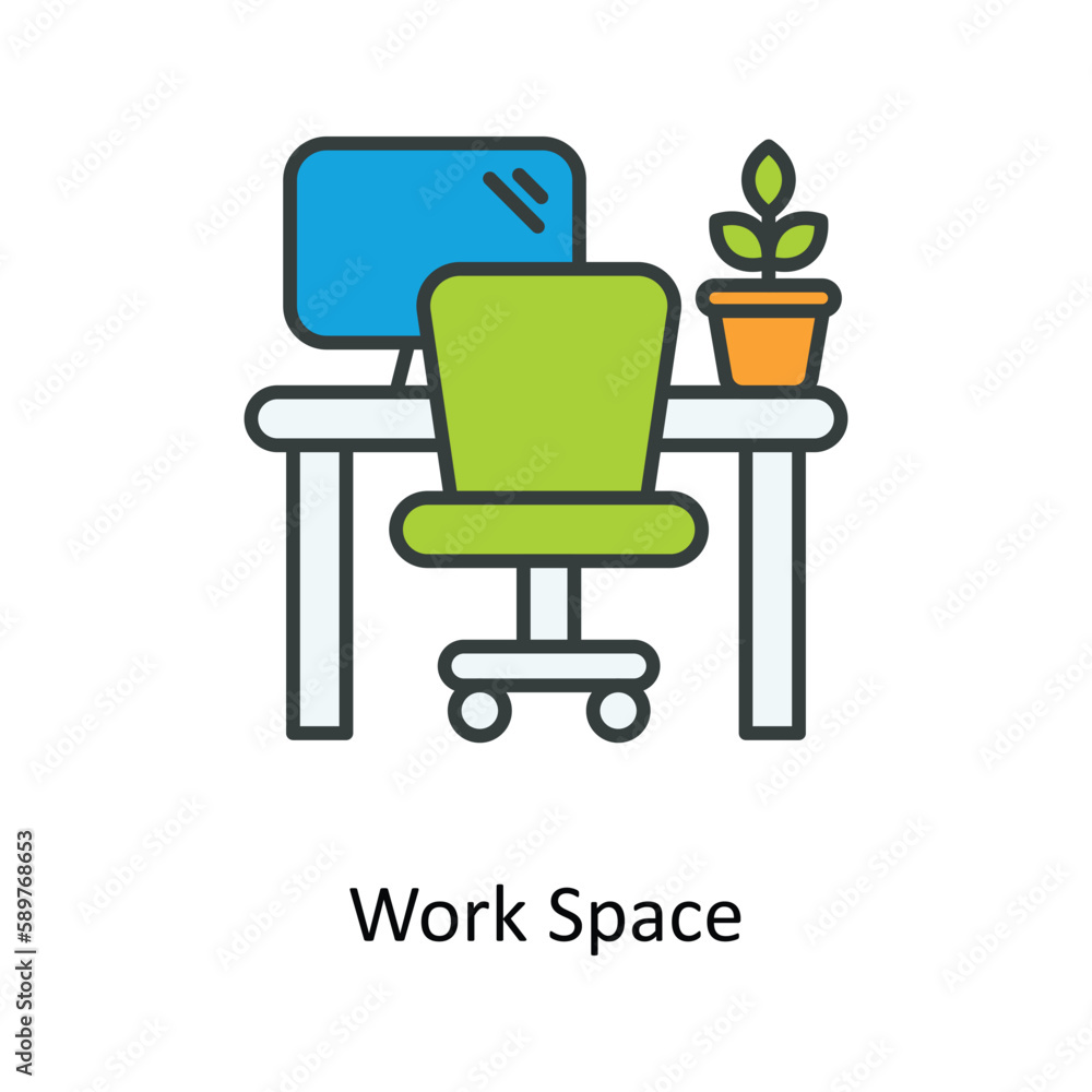 Work Space Vector Fill outline Icons. Simple stock illustration stock Work Space Vector Fill outline Icons. Simple stock illustration stock