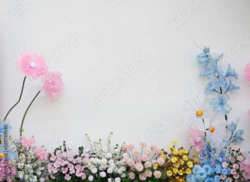 beautiful colorful flowers on a white background