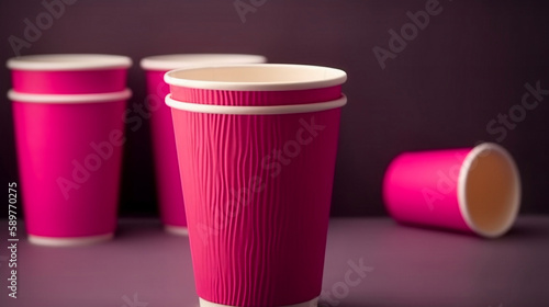 Disposable paper cup in trendy color Viva Magenta