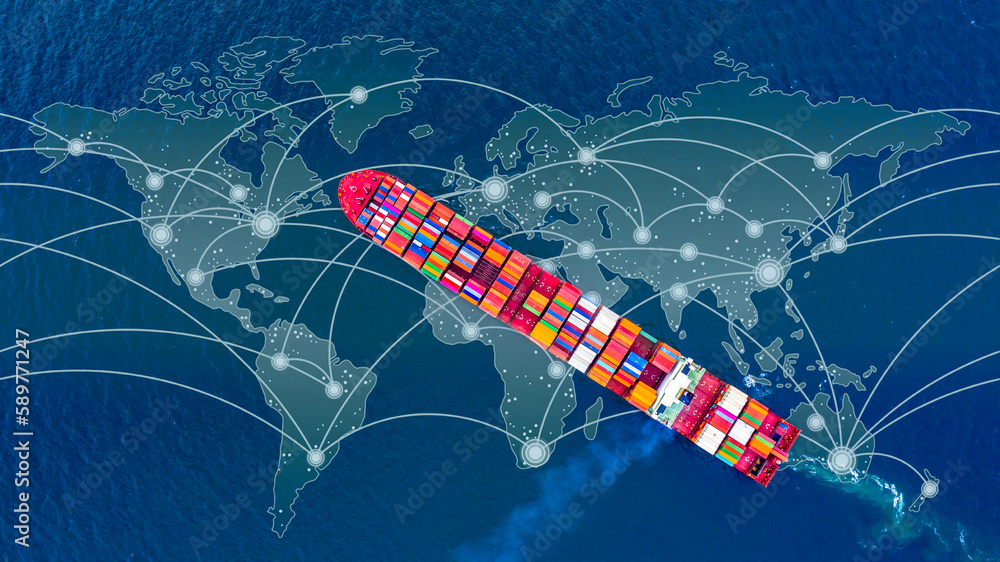 Export Stock Image Container ship carrying container for business freight shipping import ...