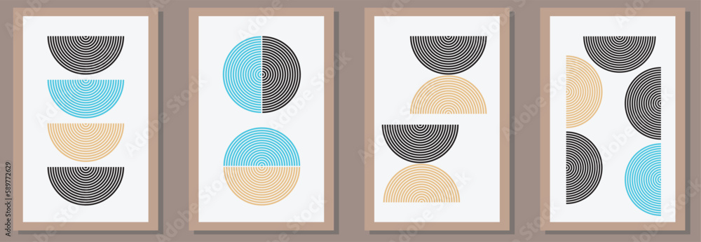 abstract vector set of creative stripes with geometric design posters, suitable for wall decoration,wall art,interior design, background,wallpaper, postcard and brochure design, illustration