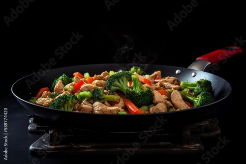 stir fried vegetables with chicken on bowl