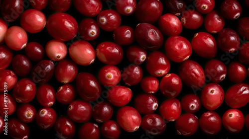 Pile of red cranberries background wallpaper created using generative AI tools.