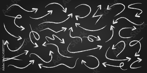 Chalk effect doodle arrows icon set