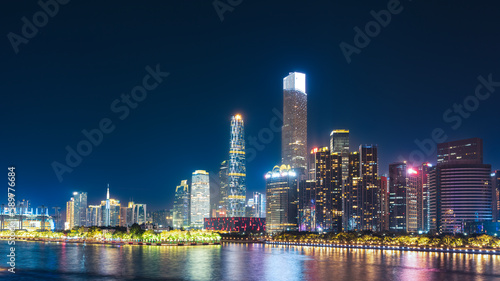 Guangzhou, China skyline on the Pearl River. © 昊 周