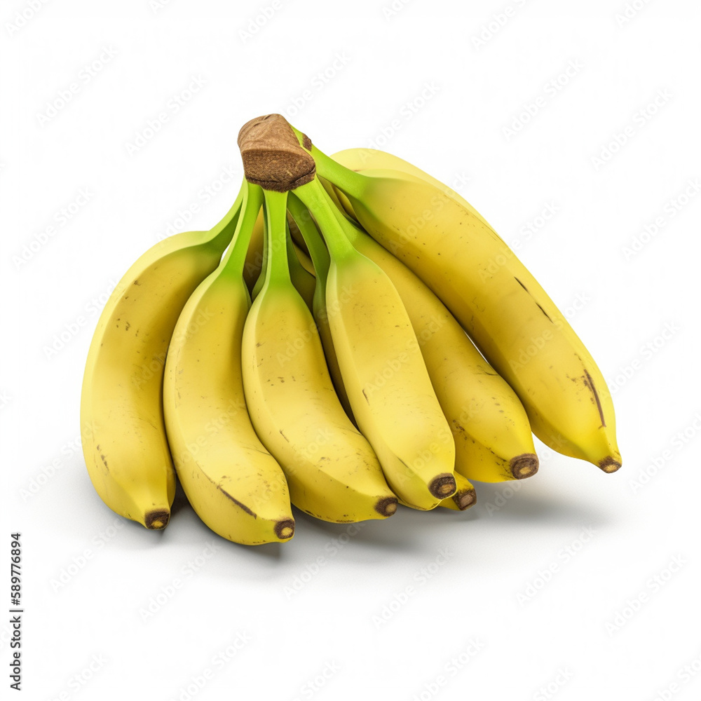 A bunch of bananas on a white background