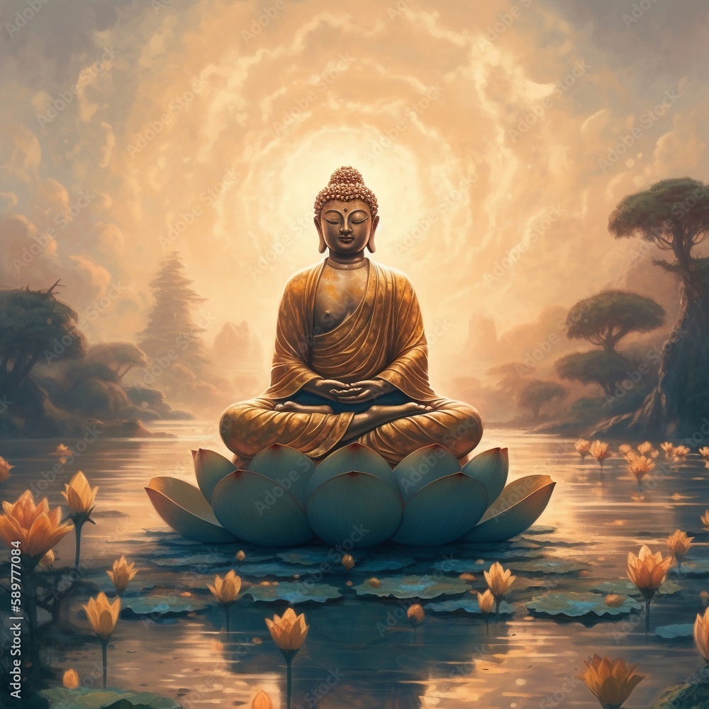 Stampa personalizzata quadro su tela: painting buddha s... | Immagini per  arredo