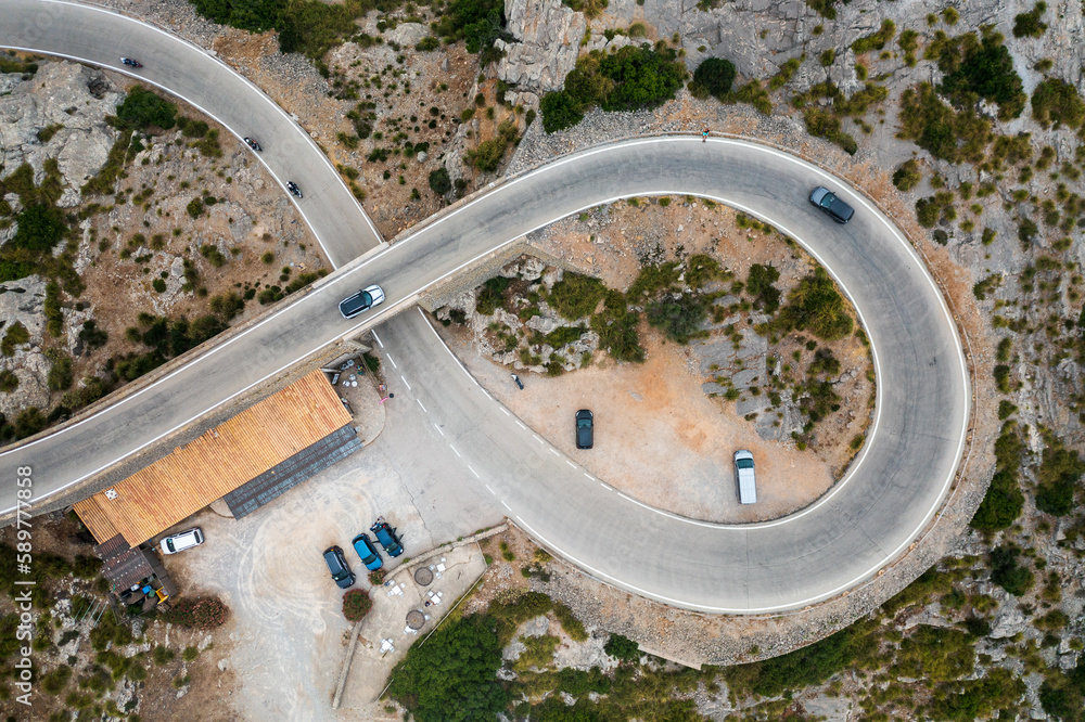 Winding road in the mountains.