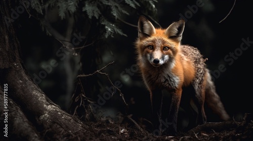 realistic red fox in the forest  © Tebha Workspace