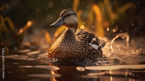 Obraz na płótnie realistic mallard duck on the water