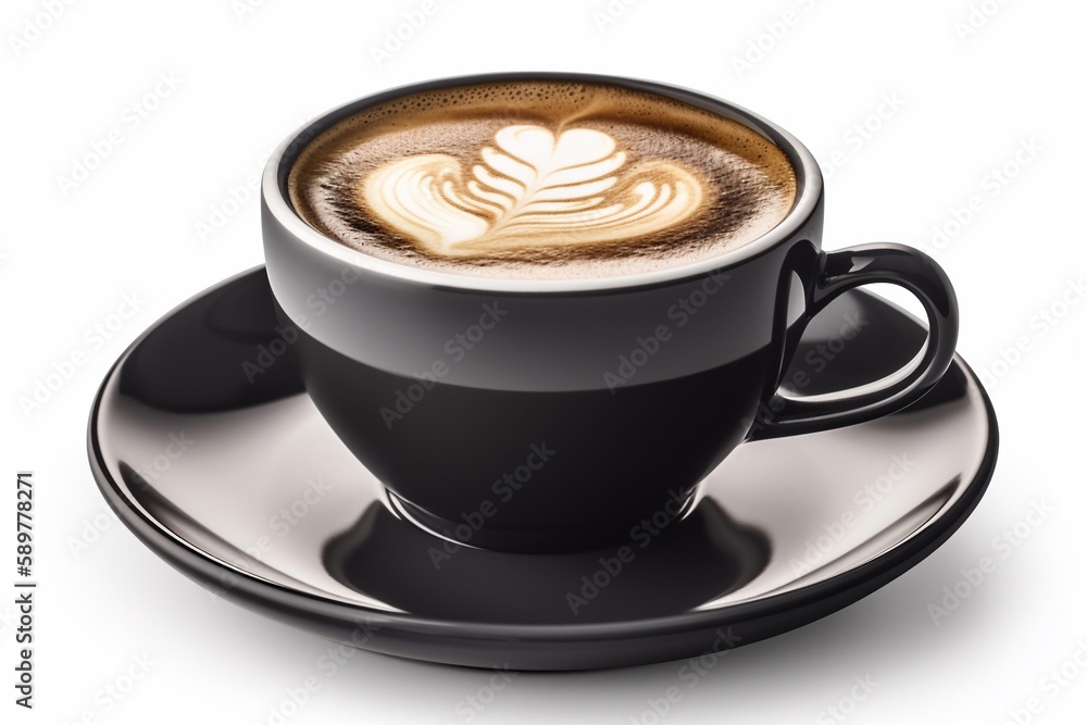 a cup cappuccino isolated on white a cup cappuccino isolated on white