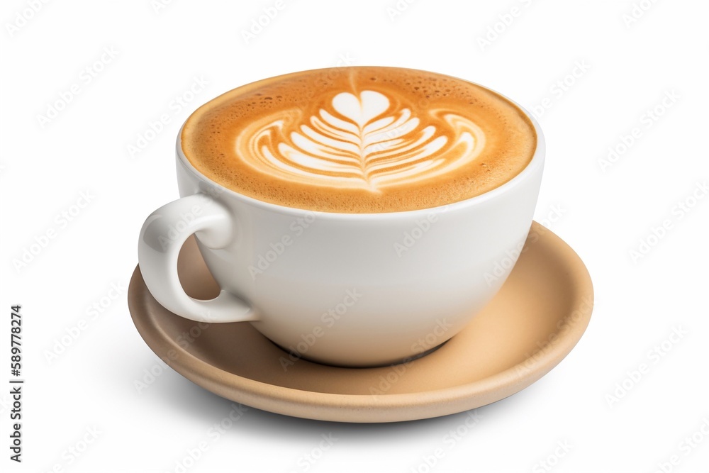 A cup cappuccino isolated on white AI Generative A cup cappuccino isolated on white AI Generative