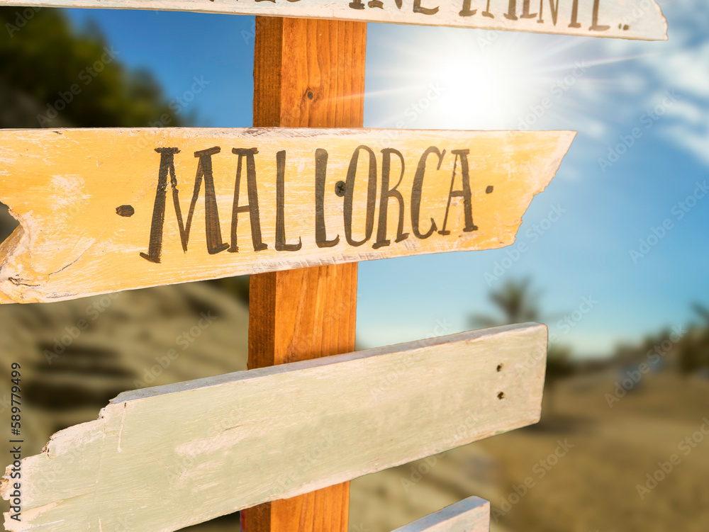 Sign with transcript Mallorca.