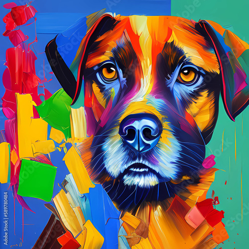 Loyal Companion Dog Oil Painting Illustration