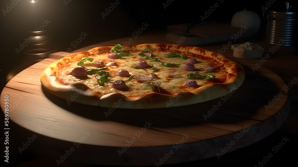 AI-generated pizza, artificial intelligence, food technology, food innovation, machine learning, computer vision, food recognition, recipe generation, food aesthetics, food texture, food ingredients, 