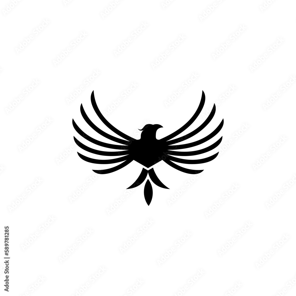 Obraz premium Eagle crest logo icon template design. Concept gold bird insignia business emblem. Premium company brand identity hawk symbol. Heraldic falcon in flight badge. Vector illustration.