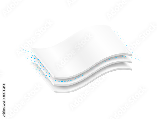 Three wavy layers with realistic shadows. Vector illustration isolated on white background. Template for your product. EPS10.	